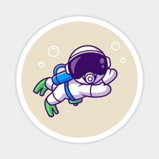 Cute Astronaut Snorkeling Cartoon Magnet